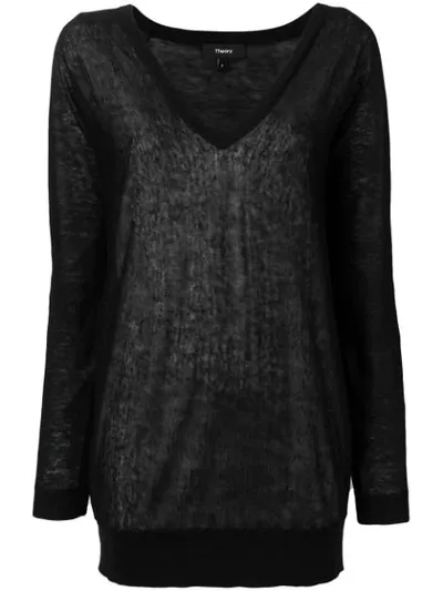 Theory Deep V-neck Sweater In Black