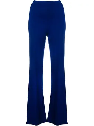 D-exterior High Waisted Flared Trousers In Blue