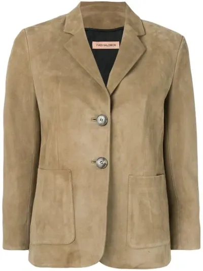 Yves Salomon Single Breasted Blazer In Neutrals