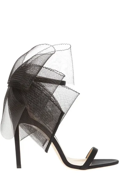 Jimmy Choo Aveline 100 Tulle-trimmed Sandals In Black