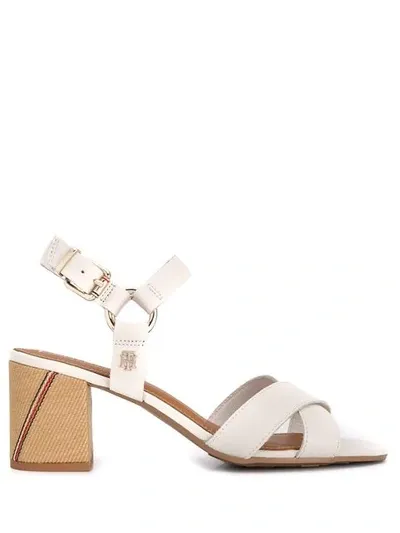 Tommy Hilfiger Block Heel Strappy Sandals In White