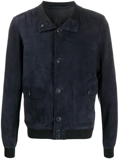 Salvatore Santoro Buttoned Bomber Jacket In Blue