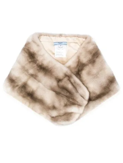 Prada Fur Bolero-style Scarf In Neutrals