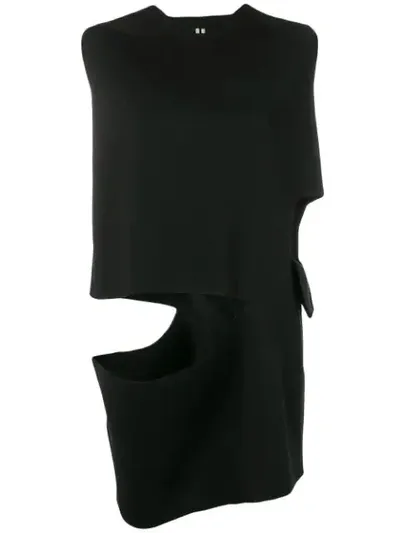 Rick Owens Cut Out Longline Vest In Black