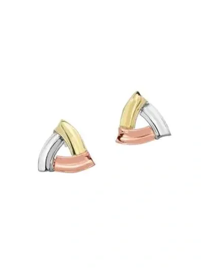 Saks Fifth Avenue Women's 14k Tri-tone Gold Triangle Stud Earrings