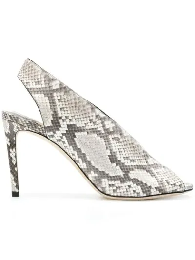 Jimmy Choo Shar 85 Natural Matt Python Sandal Booties In Grey