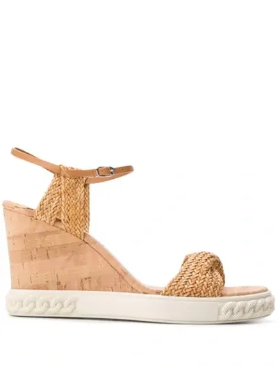 Casadei Riviera Wedge Sandals In Neutrals