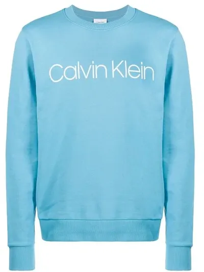 Calvin Klein Logo Print Sweatshirt In Blue