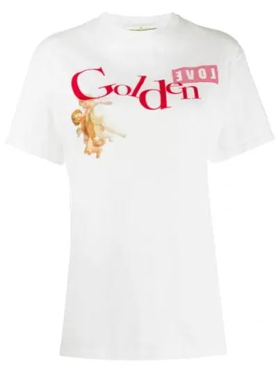 Golden Goose Appliquéd Printed Cotton-jersey T-shirt In White,pink