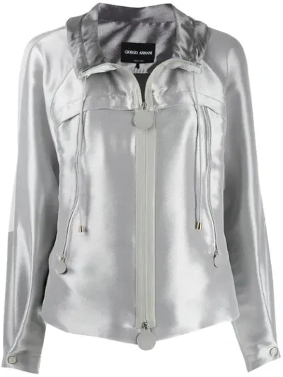 Giorgio Armani Bomber Jacket In Silver