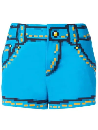 Moschino Cotton Stretch Shorts In Blue,yellow,black