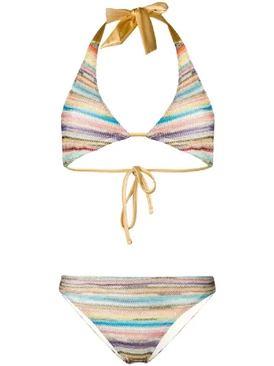 Missoni Striped Bikini Set In Neutrals