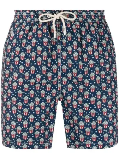 Mc2 Saint Barth Pop Corn Print Swim Shorts In Blue