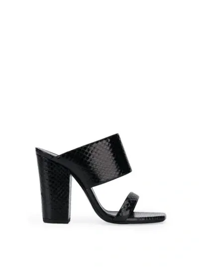 Saint Laurent Oak Snakeskin Mule Sandals In Black