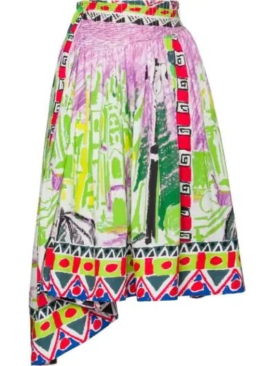 Prada Printed Poplin Skirt In F0613 Fern Green