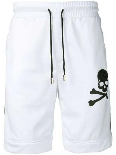 Philipp Plein Skull Print Jogging Shorts In White