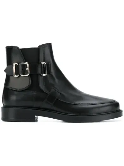 Tod's Buckle Detail Ankle Boots In Black