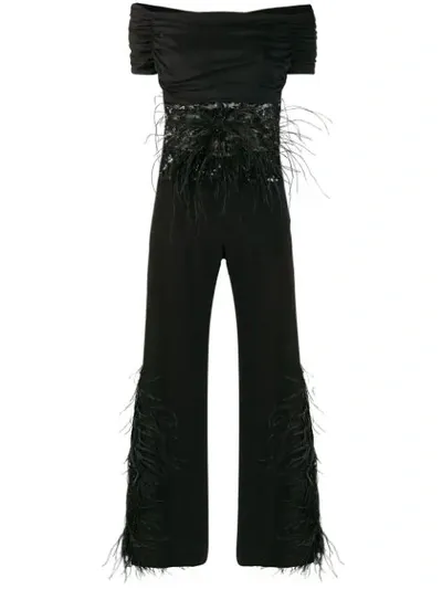 Pre-owned Valentino Feather Embellished Trousers & Top In Black