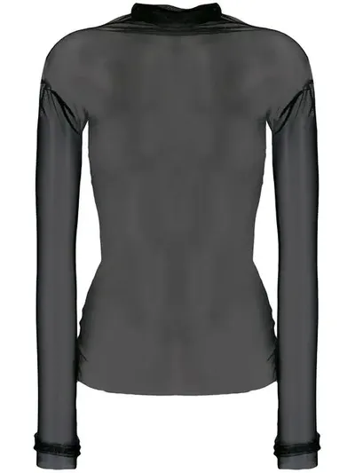 Parlor Long-sleeved Sheer Top In Black