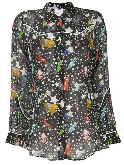 Ultràchic Star Print Shirt In Black