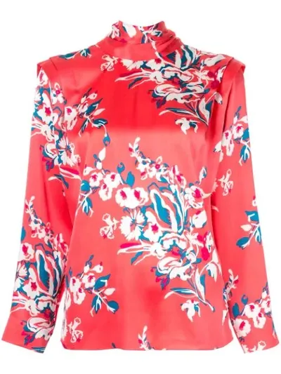 Roksanda Aulna Floral-print Silk-satin Blouse In Red