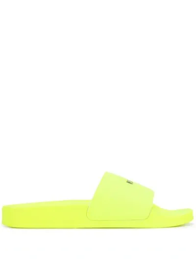 Msgm Micro Logo Pool Slides In Yellow