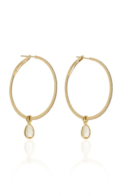 Nina Runsdorf Flip 18k Gold; Citrine And Diamond Hoop Earrings