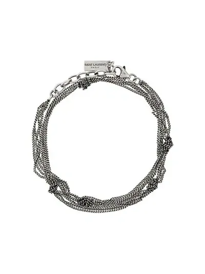 Saint Laurent Multi-chain Knot Bracelet In 8142 Metalic