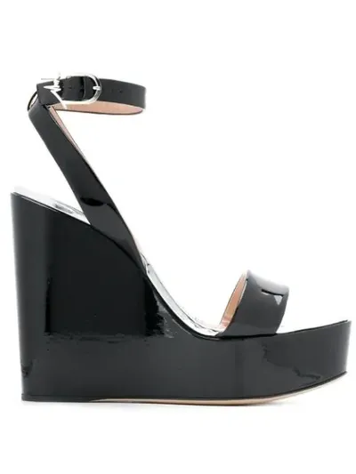 Giuseppe Zanotti Varnished Wedge Sandals In Black