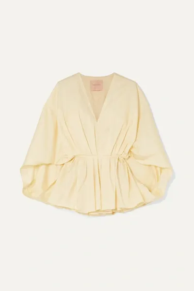 Roksanda Anya Gathered Cotton-poplin Blouse In Yellow