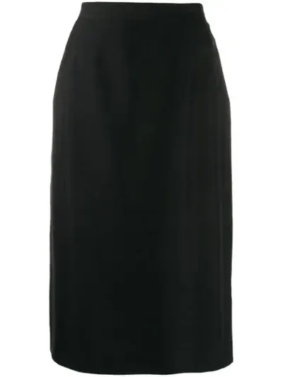 Pre-owned Valentino 1980's Pencil Skirt In Black