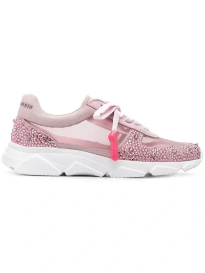 Philipp Plein Crystal Low-top Sneakers In Pink