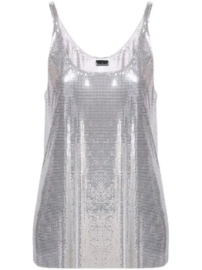 Rabanne Metallic Mesh Tank In Silver