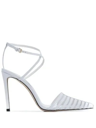 Jimmy Choo White Tamai 100 Pointed Toe Leather Pumps