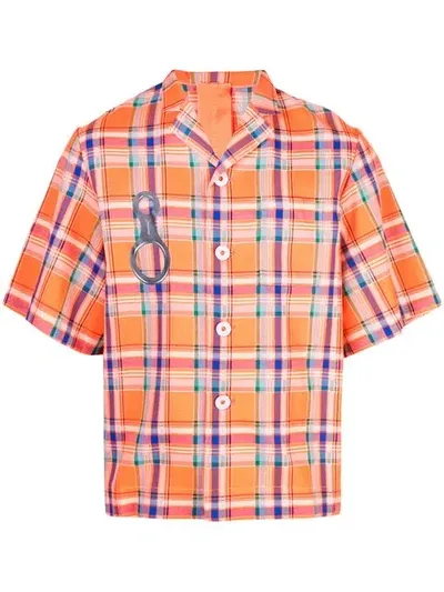 Angus Chiang Good Morning Plaid Shirt In Orange