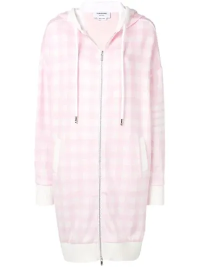 Thom Browne 4-bar Stripe Gingham Hoodie In Pink