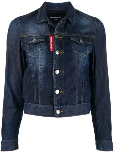 Dsquared2 Cropped Denim Jacket In Blue