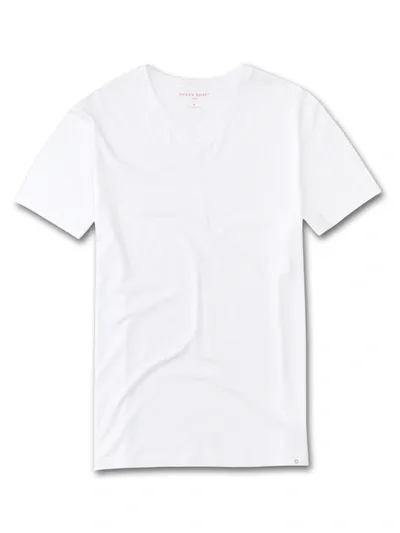 Derek Rose Men's V-neck T-shirt Basel Micro Modal Stretch White