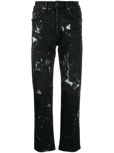 Lost Daze Paint Splatter Straight Leg Jeans In Black