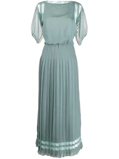 Giorgio Armani Pleated Shift Dress In Green