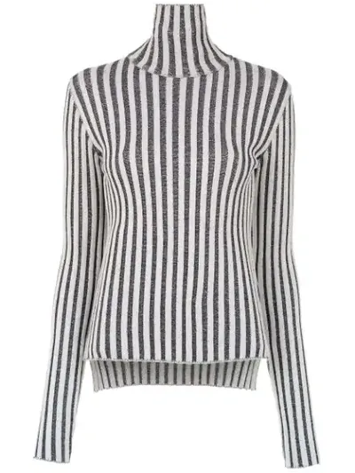 Gloria Coelho Striped Knit Blouse In Blue