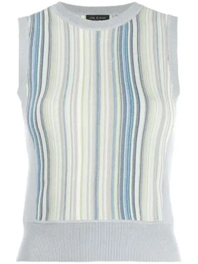 Rag & Bone Lisse Striped Crop Tank Top In Blue