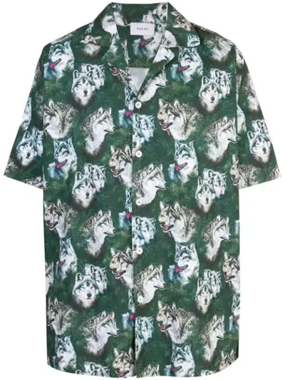 Rhude Wolf Print Shirt In Green