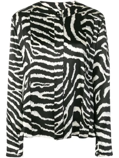 Pre-owned Valentino 1980's Zebra Top In Black