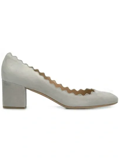 Chloé Suede Lauren Pumps In Grey