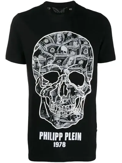 Philipp Plein Dollar Print T-shirt In Black