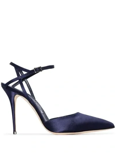 Manolo Blahnik Aula 105mm Pumps In Blue