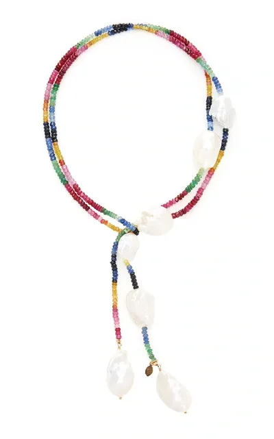 Joie Digiovanni Gold-filled Ruby; Emerald And Sapphire And Pearl Necklace In Multi