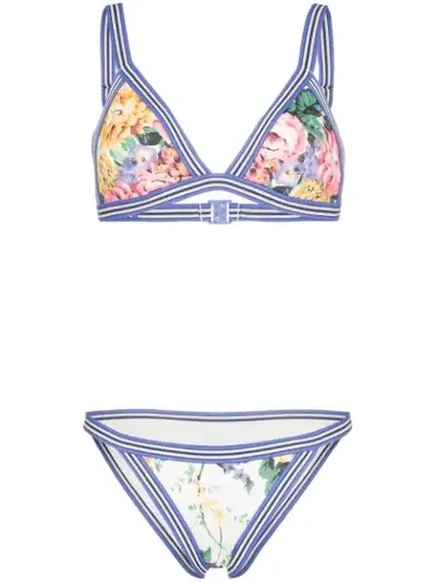 Zimmermann Allia Floral Print Bikini In Purple