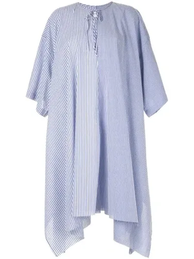 Marques' Almeida Striped Poplin Dress In Blue